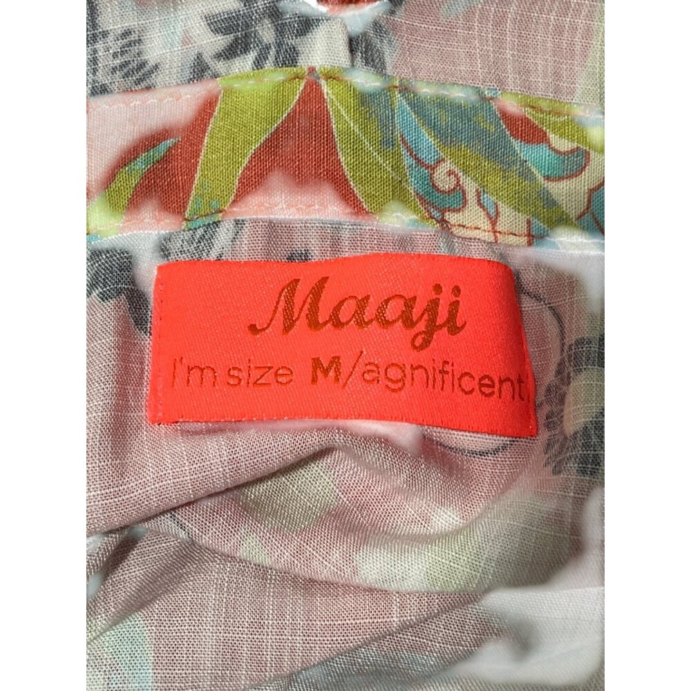Maaji  Women Size M Kaftan Cover-Up Floral Animal Print Tunic Dress Peach Black - Picture 5 of 8